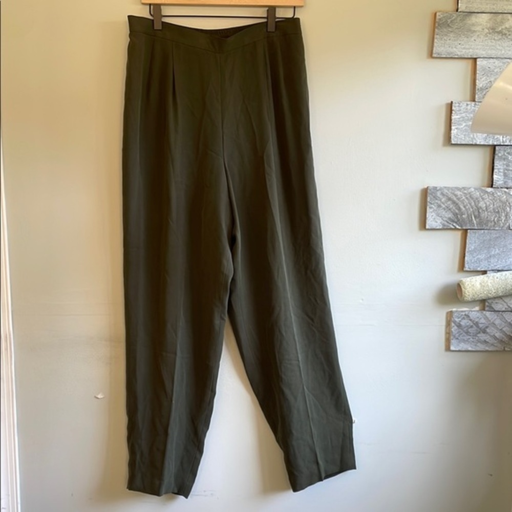 Josephine Chaus Women’s Dark Green Dress Pants 100% Linen